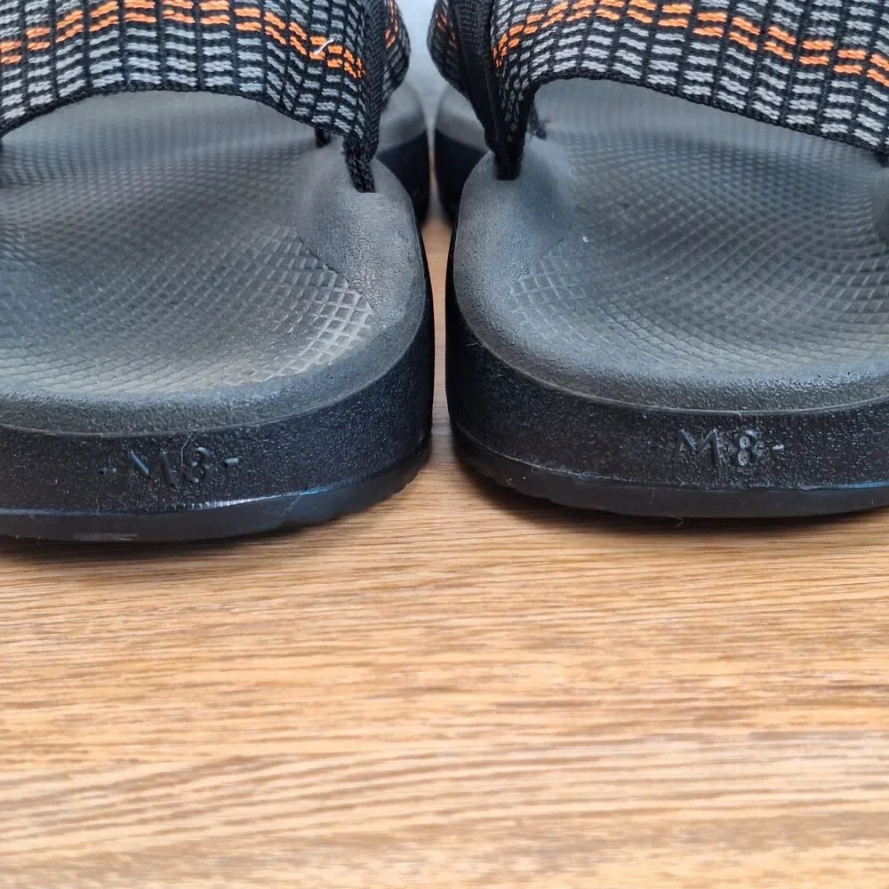 Chaco Z/Cloud Men's 8 Sport Sandals Traffic Orange Gray Webbing Adjustable